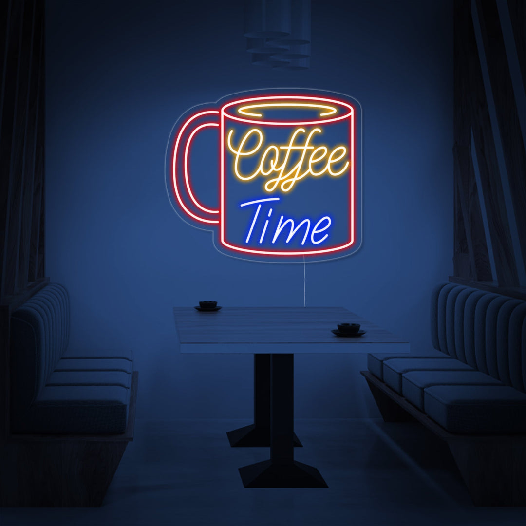 "Tasse, Coffee Time" Neonschrift