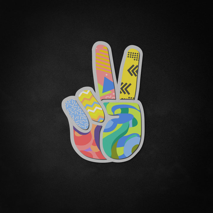 "Buntes Friedenszeichen, Handkunst" Neon Like