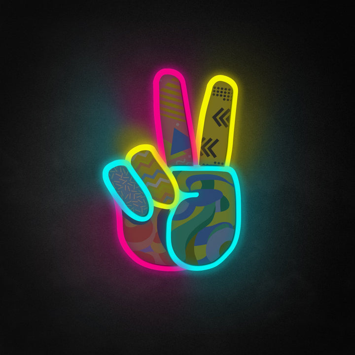"Buntes Friedenszeichen, Handkunst" Neon Like