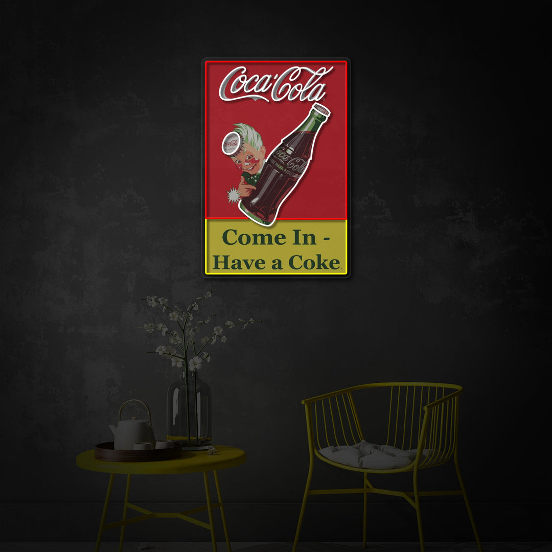 "Come In Have A Coke, um ein Cola -Trinkladen -Logo zu haben" UV-bedrucktes LED-Neonschild
