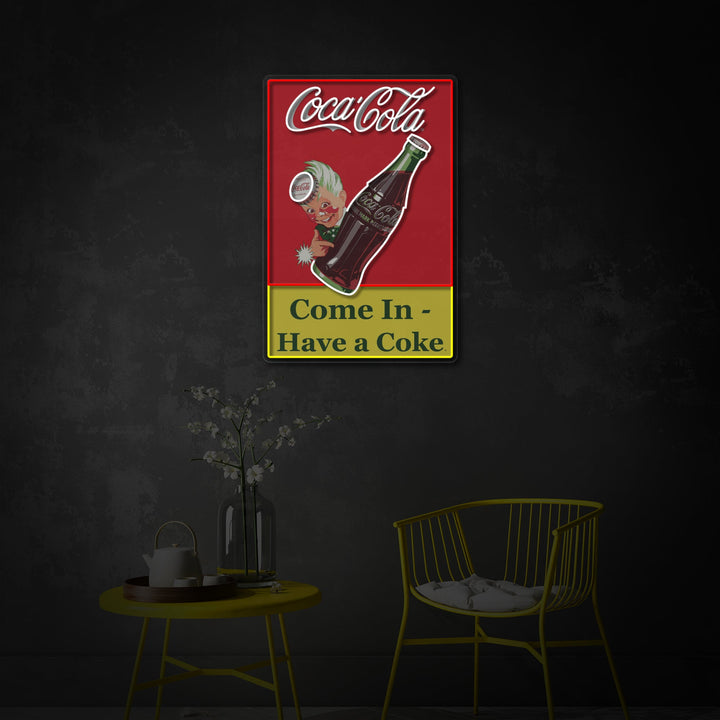 "Come In Have A Coke, um ein Cola -Trinkladen -Logo zu haben" UV-bedrucktes LED-Neonschild