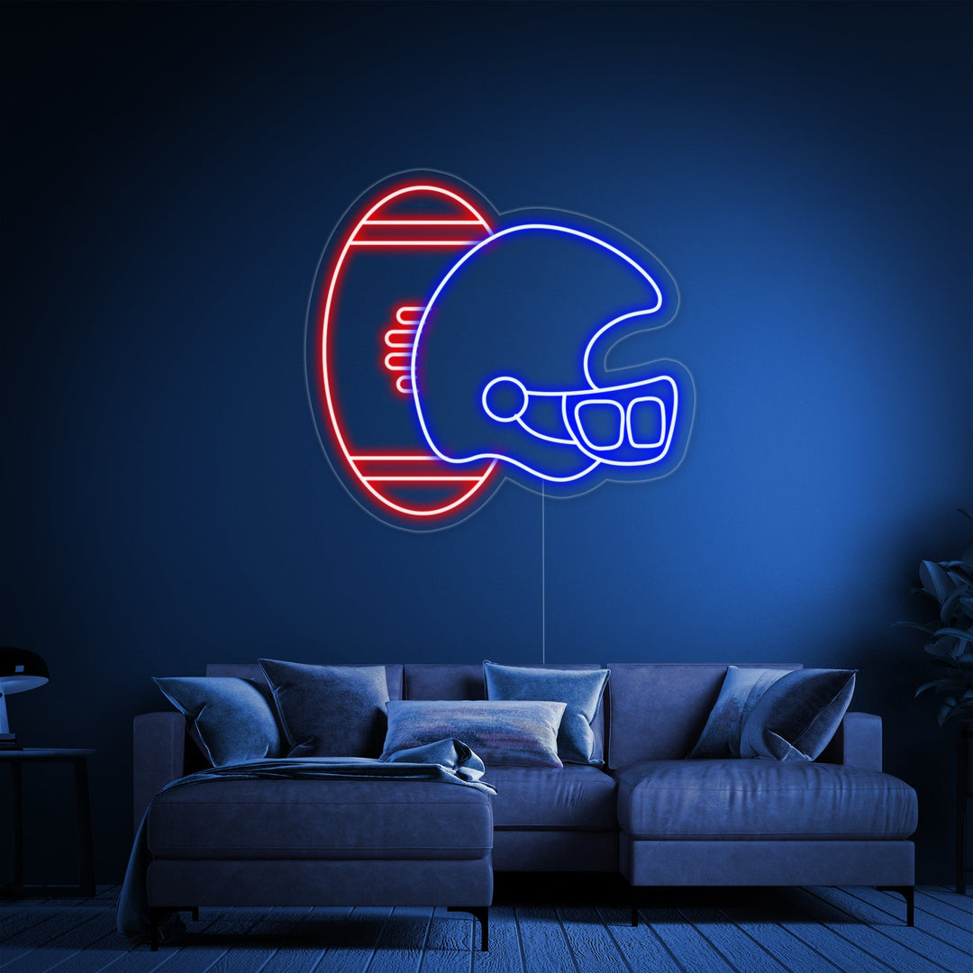 "Cowboy Fußball Helm" Neonschrift