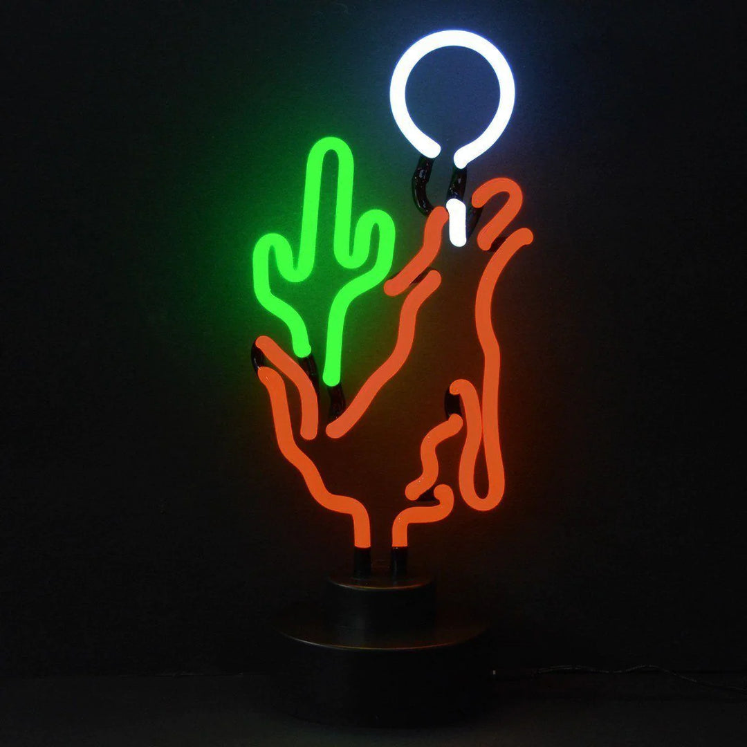 "Kojote Und Mond Und Kaktus Tisch-Neonschild, Glas-Neonschild" Neonschrift