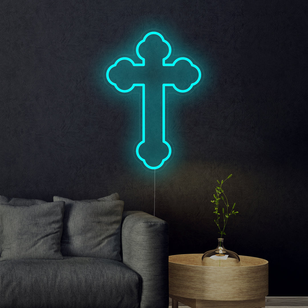 "Kreuz, Jesuskreuz" Neonschrift