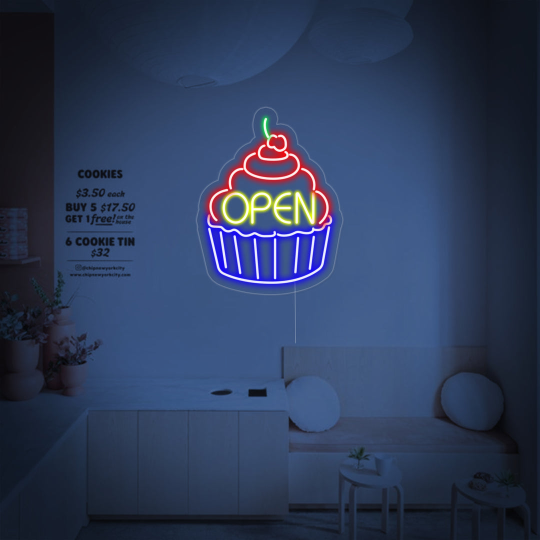 "Cupcake Open" Neonschrift