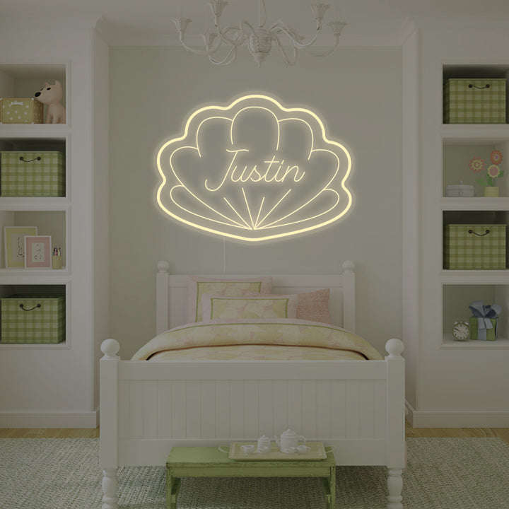 "Angepasster Kindername Mit Muschelform, Kinderzimmerdekoration" Neonschrift