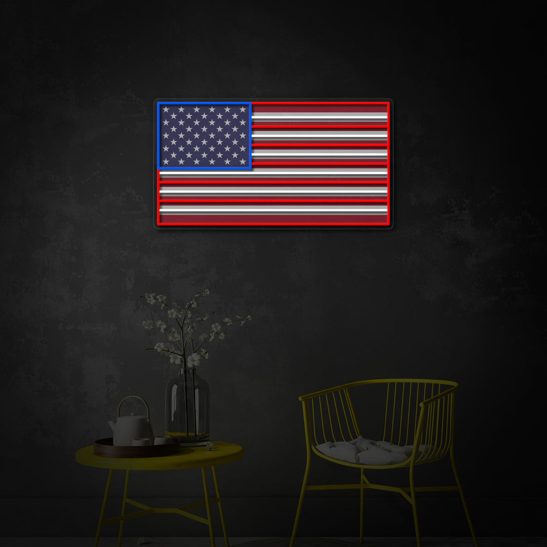 "Benutzerdefinierter Name US -Flagge" UV-bedrucktes LED-Neonschild