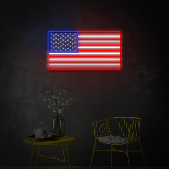 "Benutzerdefinierter Name US -Flagge" UV-bedrucktes LED-Neonschild