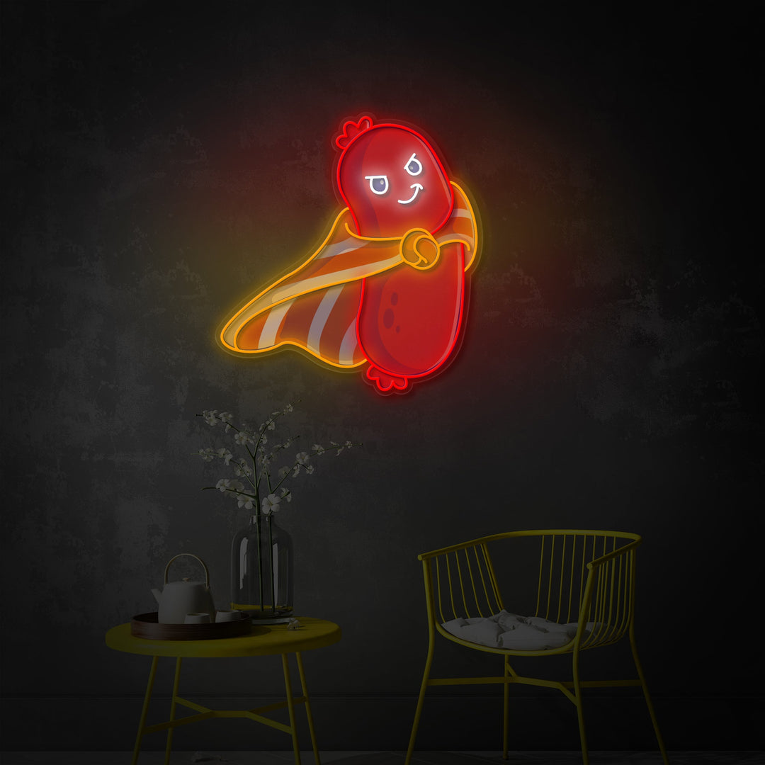 "Süße Wurst Superheld, Essen, Restaurant" UV-bedrucktes LED-Neonschild