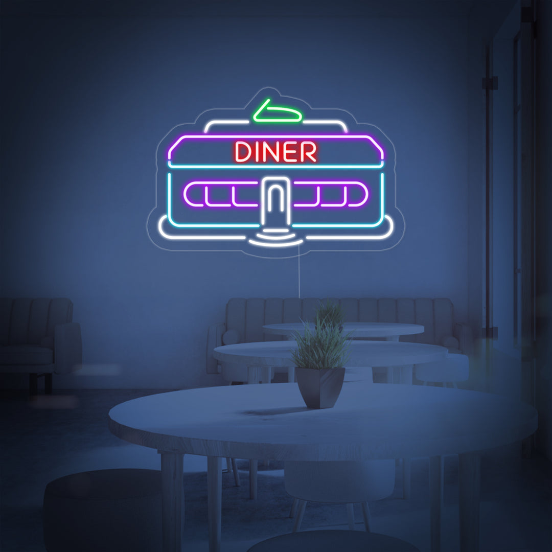 "Diner Auto 1950 Klassisch Retro Restaurant" Neonschrift
