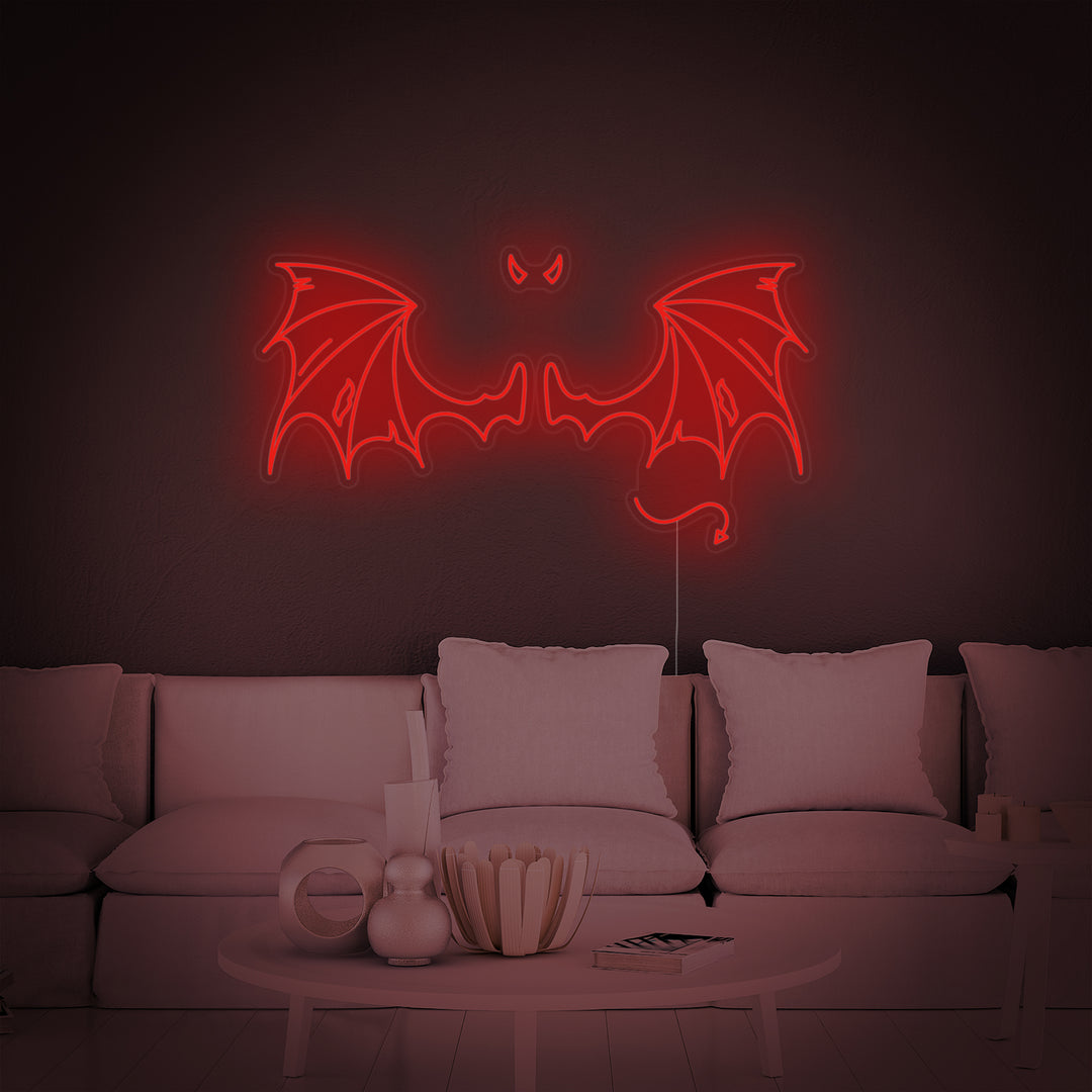 "Teufel Flügel" Neonschrift