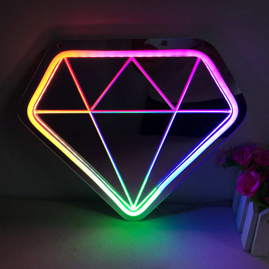 "Diamant, Traumhafte Farbänderung" Spiegel Neonschrift
