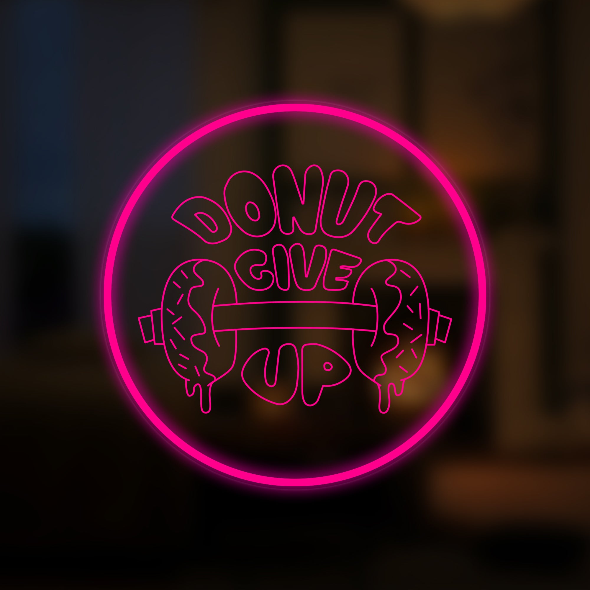 "Donut Give Up Food Dessert" Mini-Neonschild