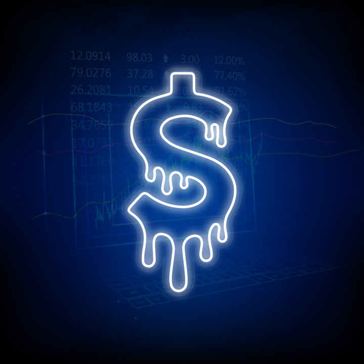 "Tropfendes Dollarzeichen" Neonschrift