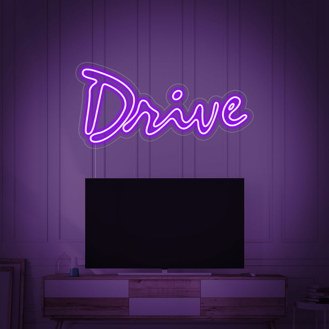 "Drive, Fernseher" Neonschrift