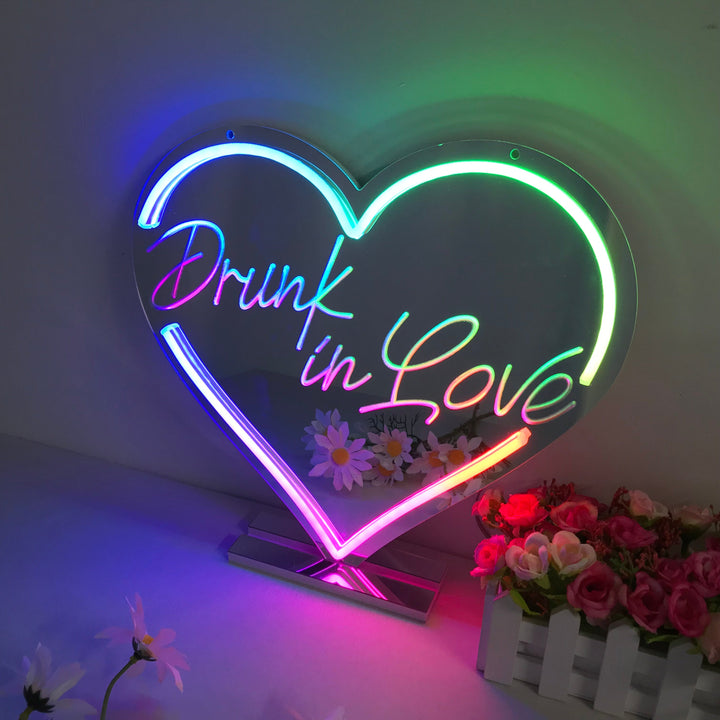 "Drunk In Love, Traumhafte Farbänderung" Spiegel Neonschrift