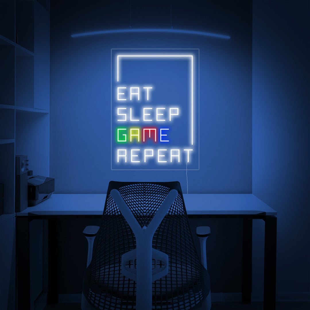 "Eat Sleep Game Repeat, Gamer-Dekor" Neonschrift