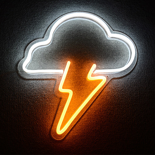 "Element-Symbol Wolke Blitz" Neonschrift