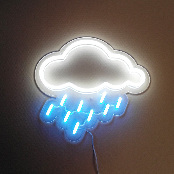 "Element-Symbol Wolke Regen" Neonschrift