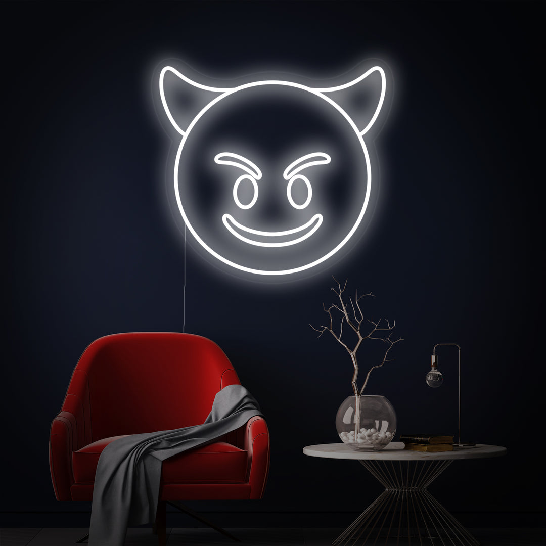 "Teufels-Emoji" Neonschrift