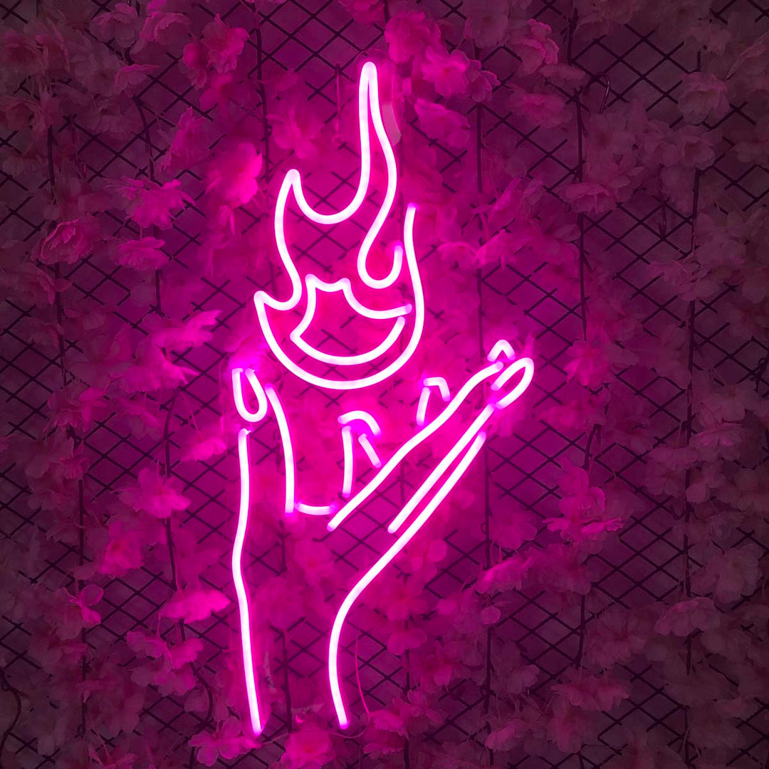 "Feuer Und Hand" Neonschrift