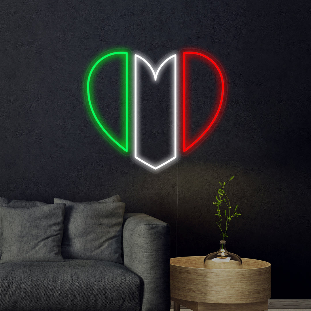 "Flagge Von Italien In Herzform" Neonschrift
