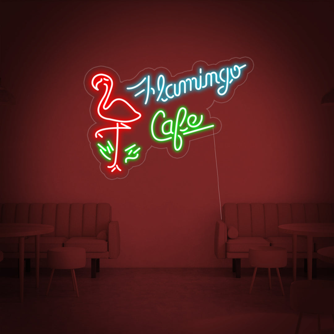 "Flamingo Cafe, Geschäft" Neonschrift