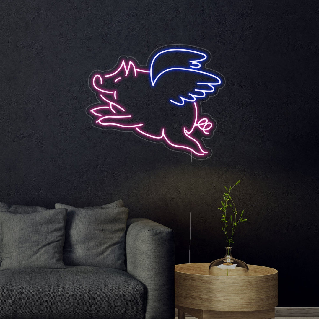 "Fliegendes Schwein" Neonschrift
