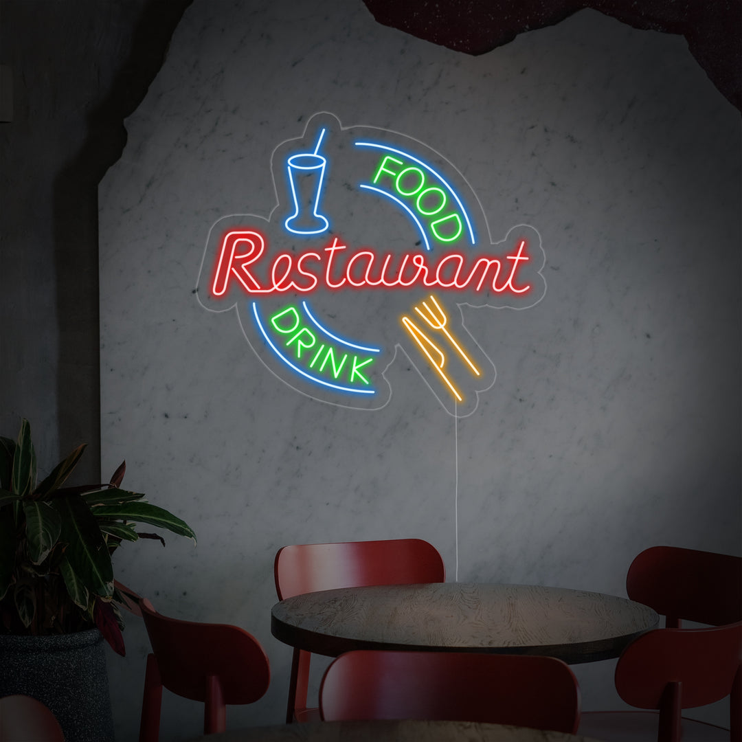 "Food And Drink Restaurant" Neonschrift
