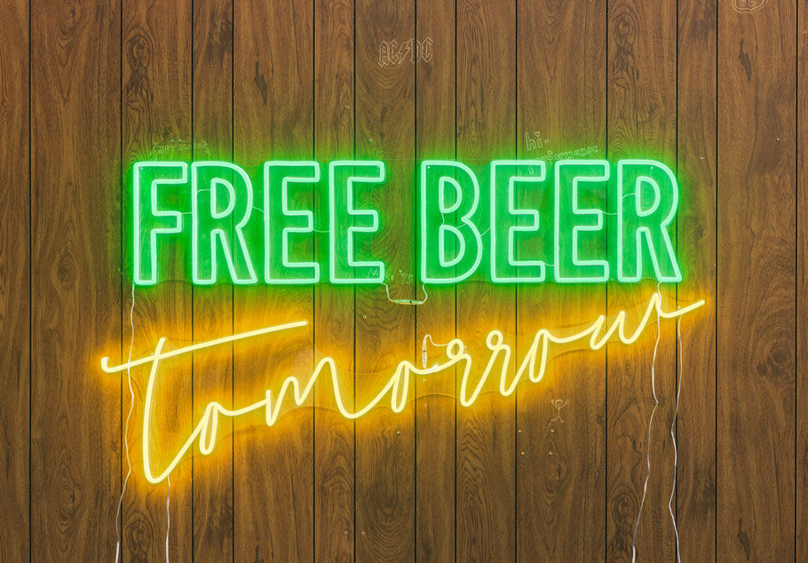 "Free Beer Tomorrow" Neonschrift