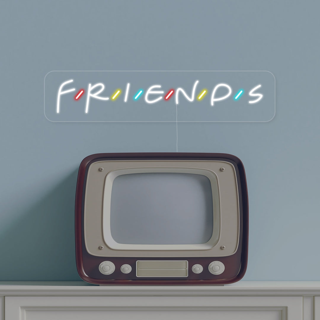 "Friends, Fernseher" Neonschrift