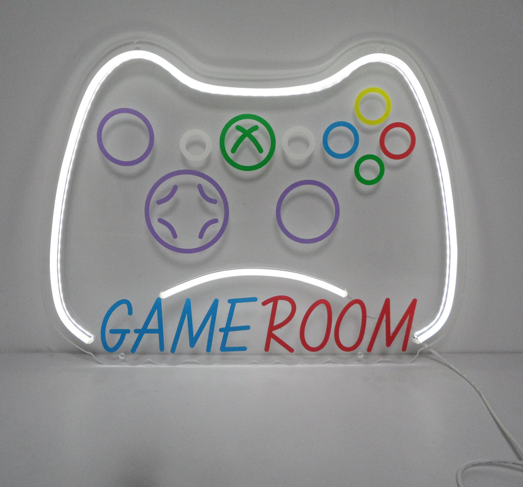 "Bunter Spielcontroller, Spielzimmer" Mini Neonschrift