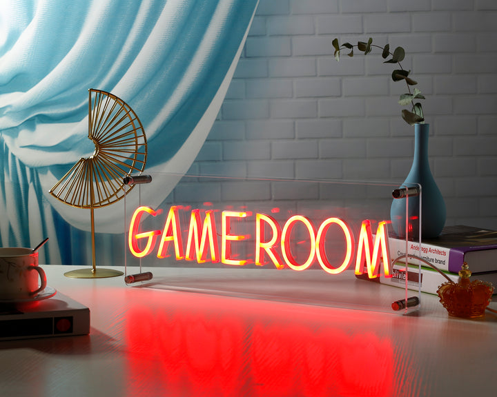 "Game Room" Schreibtisch LED Neonschrift