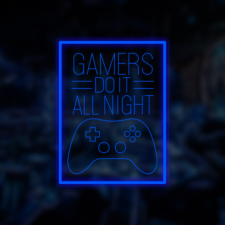 "Gamers Do It All Night" Mini-Neonschild