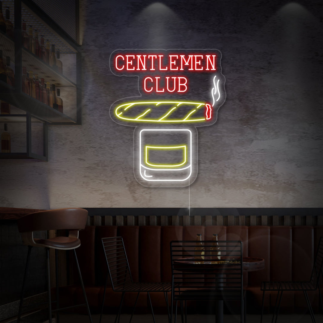 "Gentlemen Club Whisky Zigarre" Neonschrift