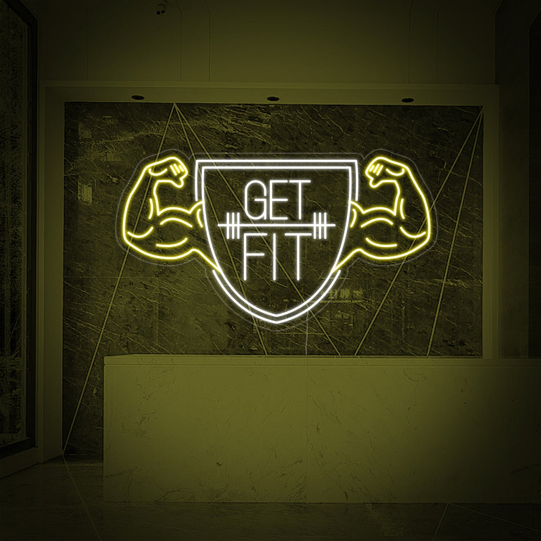 "Get Fit Fitnessstudio" Neonschrift
