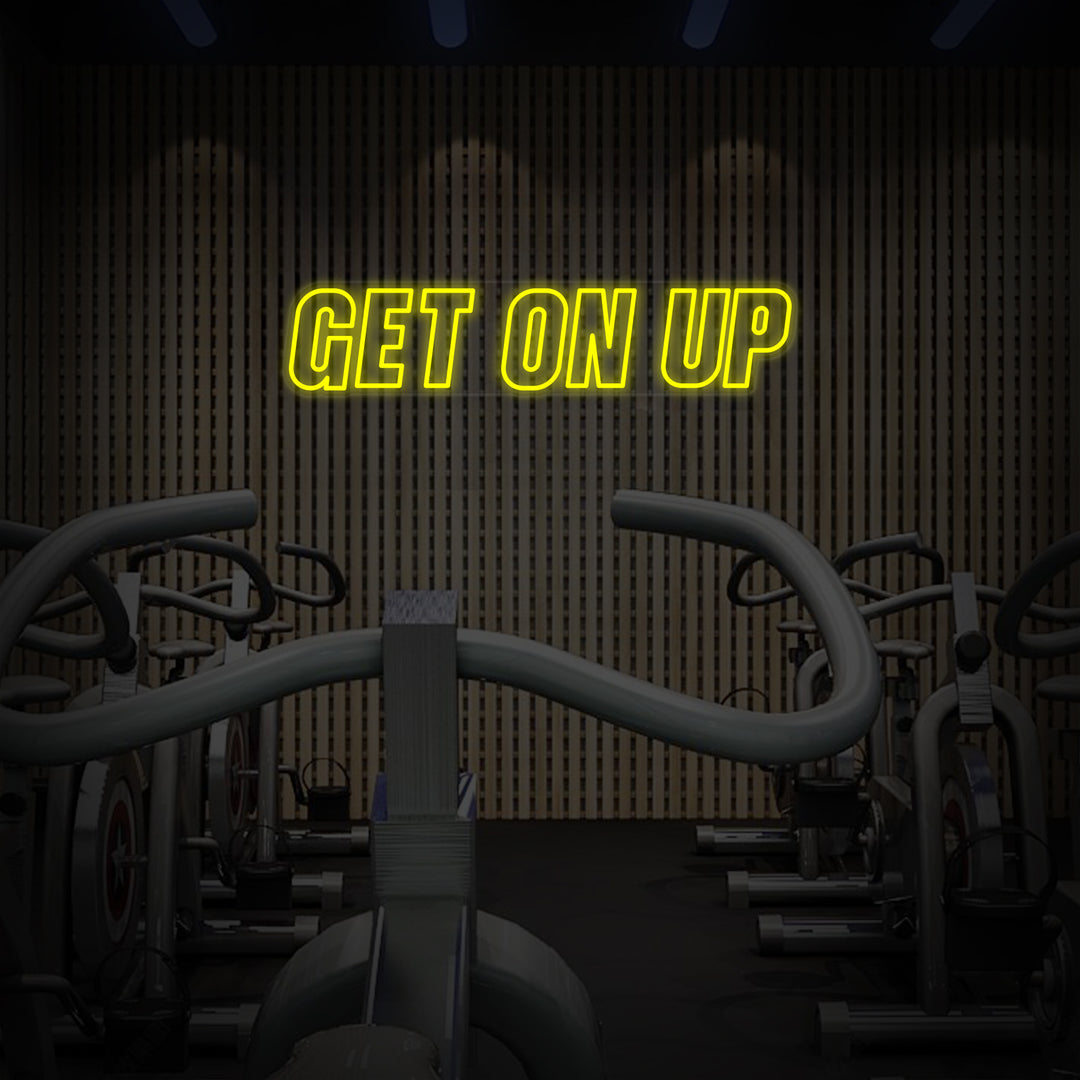 "Get On Up Fitnessstudio" Neonschrift