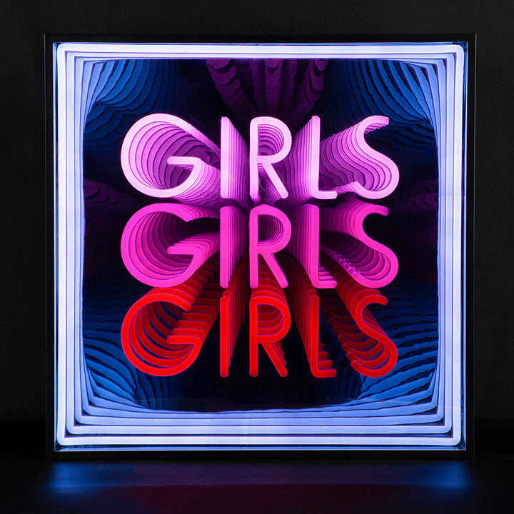 "Girls Girls Girls" 3D Unendlichkeits LED Neonschrift