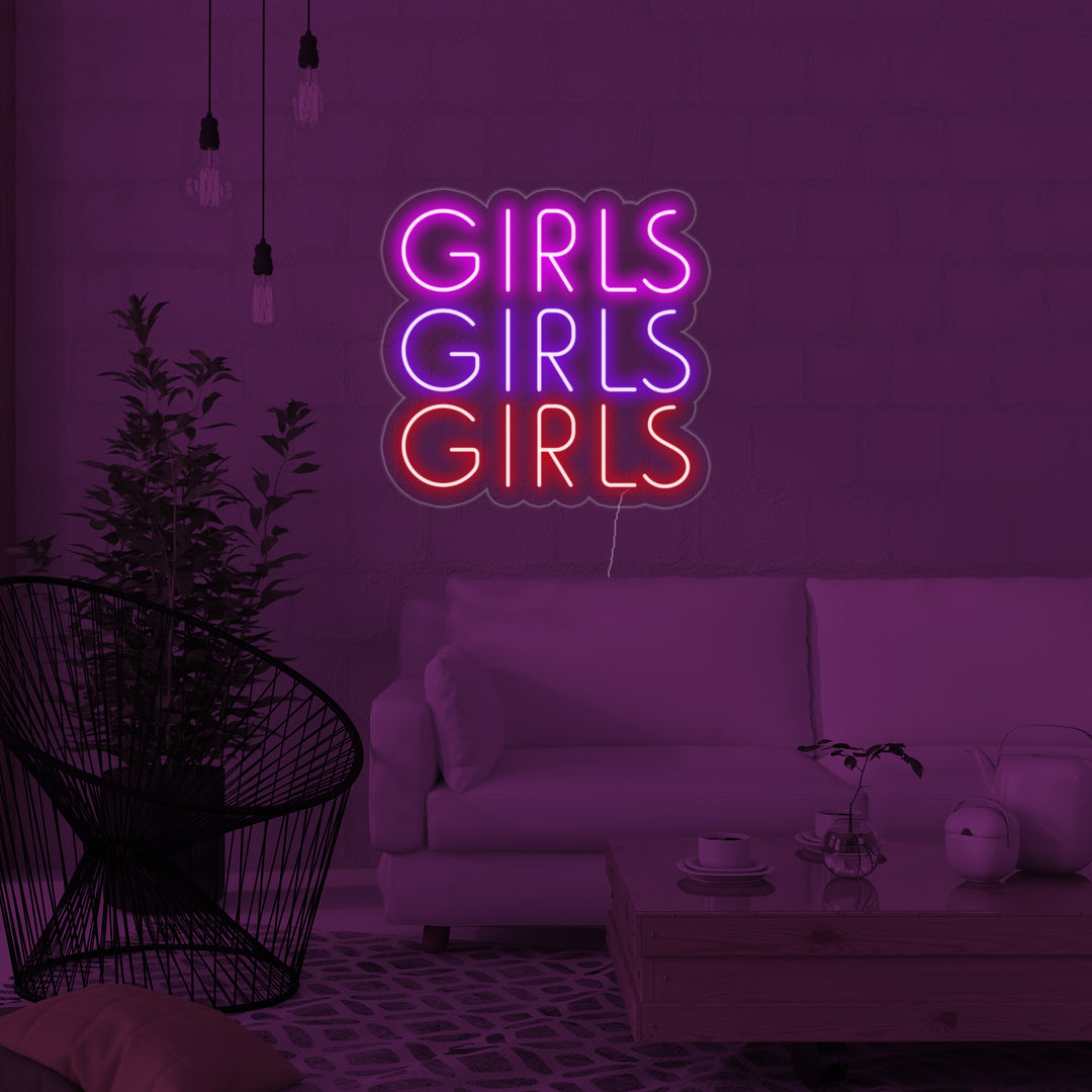 "Girls Girls Girls" Neonschrift