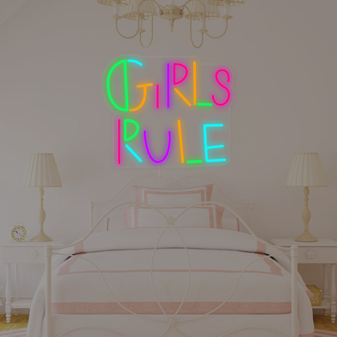 "Girls Rule, Kinderzimmerdekoration" Neonschrift