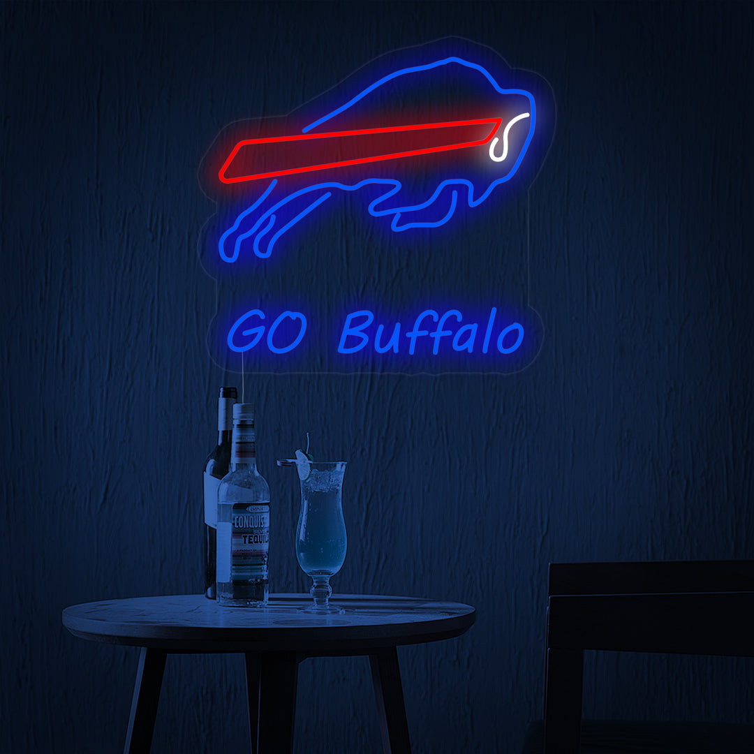"Go Buffalo, Stier" Neonschrift