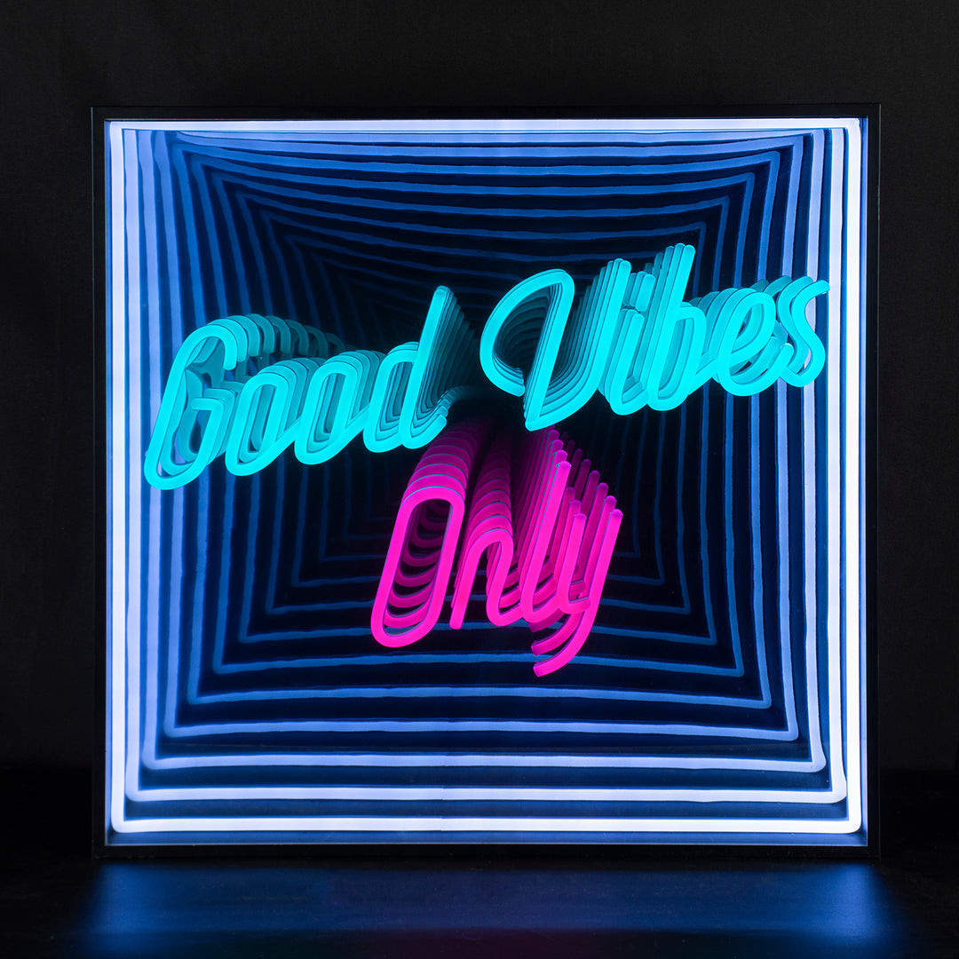 "Good Vibes Only" 3D Unendlichkeits LED Neonschrift