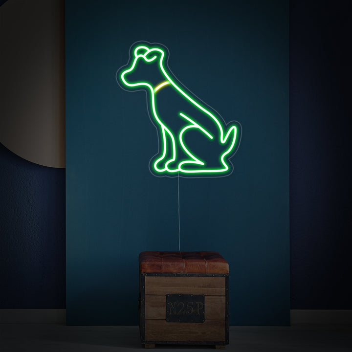 "Grüner Hund, Tier" Neonschrift