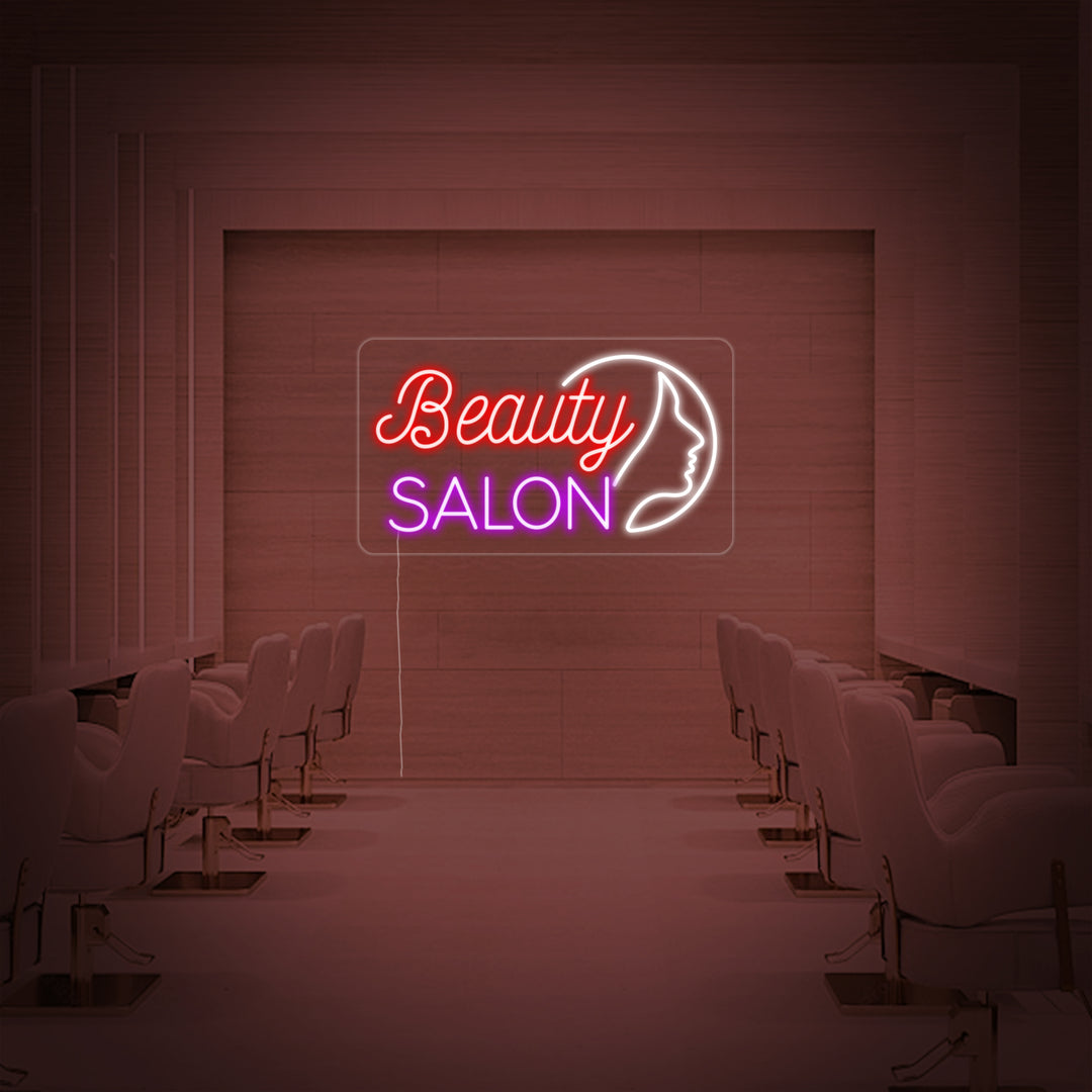 "Beauty Salon, Mädchen-Gesicht" Neonschrift