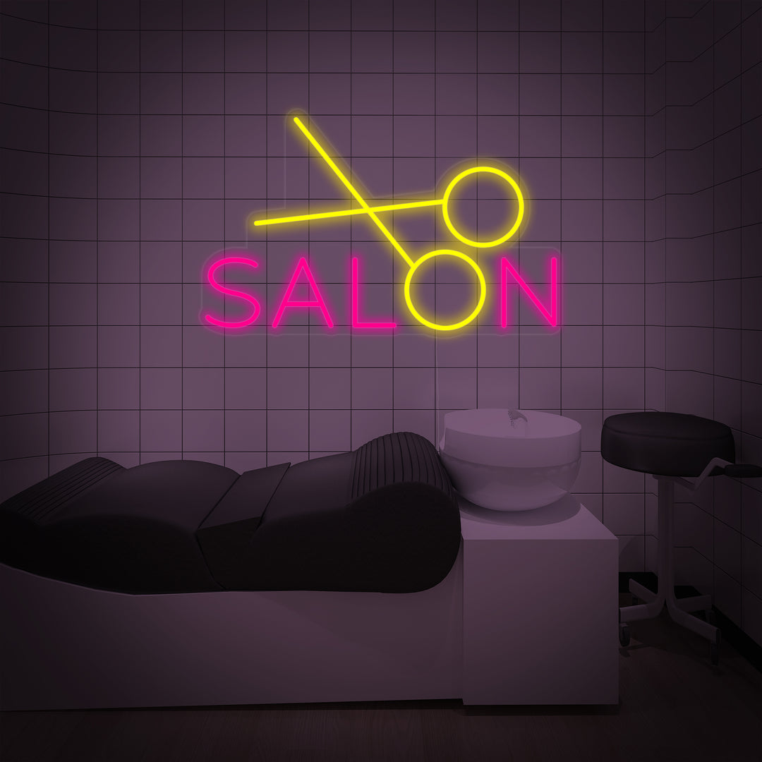 "salon, Kapsalon, Schaar" Neonschrift