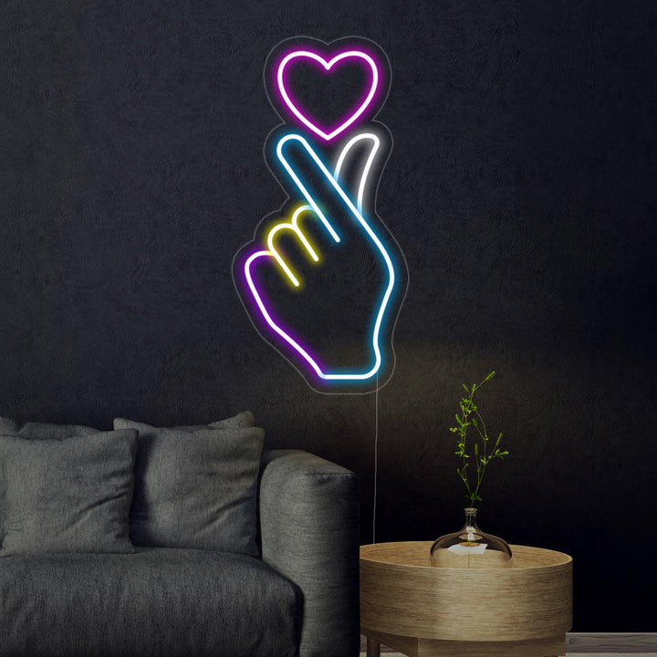 "Hand Herz" Neonschrift