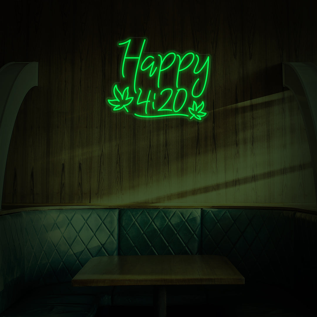 "Happy 420 Marihuana" Neonschrift