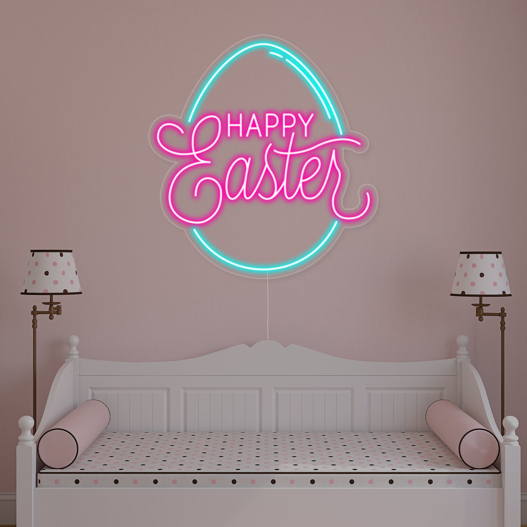 "Ei, Happy Easter" Neonschrift
