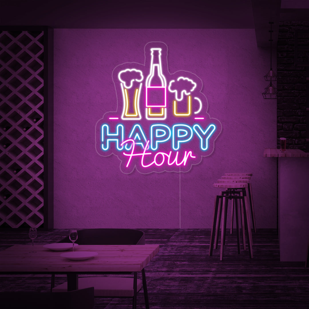 "Happy Hour Bar" Neonschrift