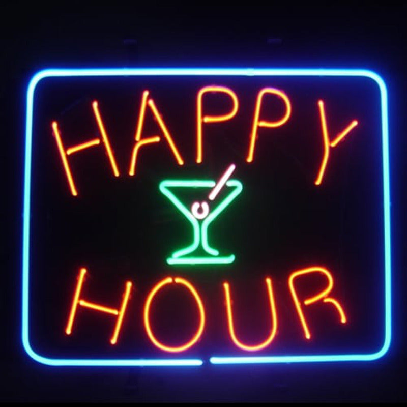 "Happy Hour Bier Bar" Neonschrift